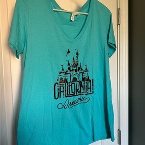 Disneyland/DCA California Dreamin' Turquoise V-Neck Women's Top